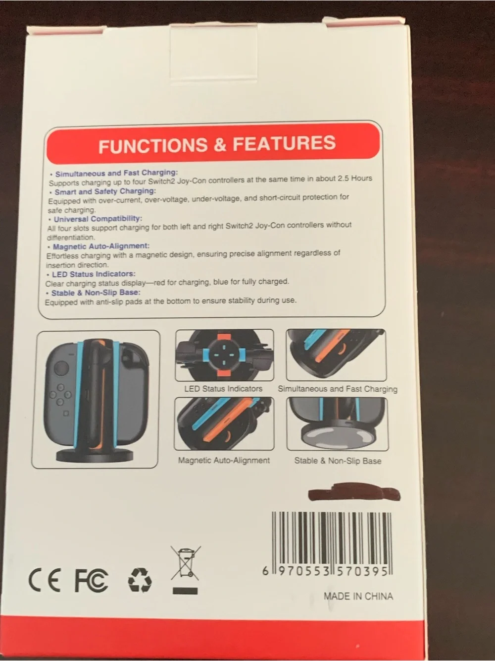 Quad Charging Dock for Nintendo Switch Joy-Con - Black/Blue/Red